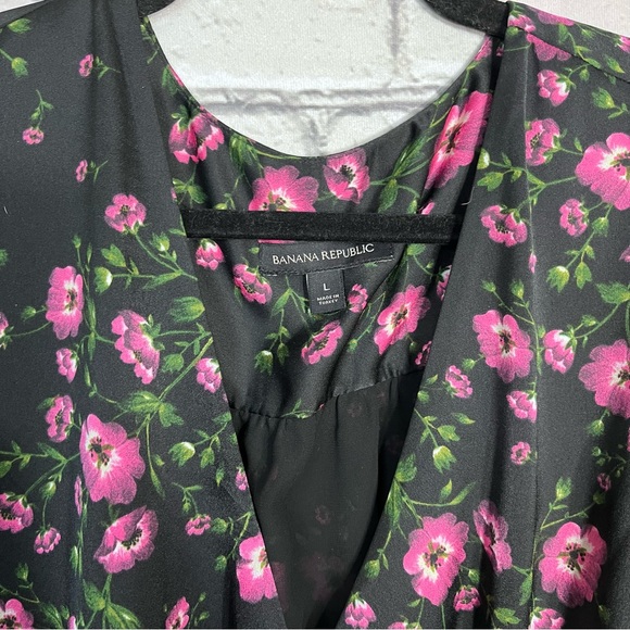 /Banana Republic Floral Printed Long Sleeve V Neck Wrap Blouse Size Large - Picture 3 of 15